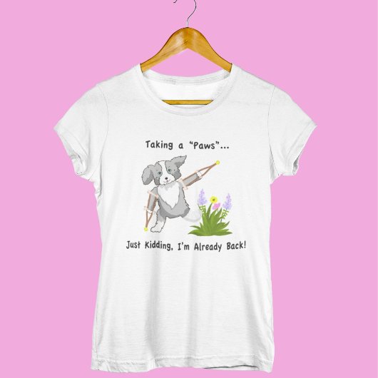 松葉杖をついた"ポーズ"コリー Tシャツ