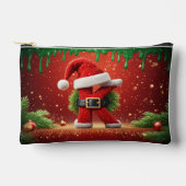 松飾りのあるサンタのKの文字 クリスマスの輝き🎅 アクセサリーポーチ (正面)