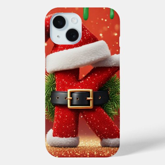 松飾りのあるサンタのKの文字 クリスマスの輝き🎅 Case-Mate iPhoneケース (裏面)
