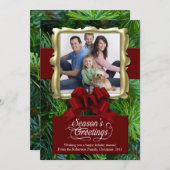 松/赤/金ゴールド枠フォトホリデーカード シーズンカード (正面/裏面)
