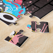 板とのレンガ壁のスケートの落書きのロゴ ジグソーパズル (側面)