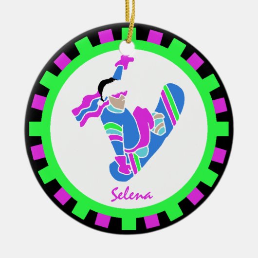 板に生きているBoardChick セラミックオーナメント (正面)