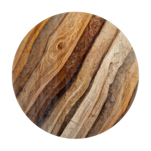 板ガラス丸板の木板効果丸板 カッティングボード (正面)