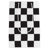 板市松模様に模様(白黒抽象芸術) ミディアムペーパーバッグ (裏面)