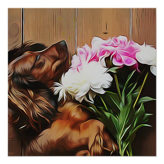 板張りの床に横たわるダシュント ポスター (正面)