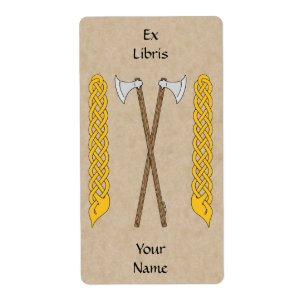 板状軸と交差する蔵書票 ラベル