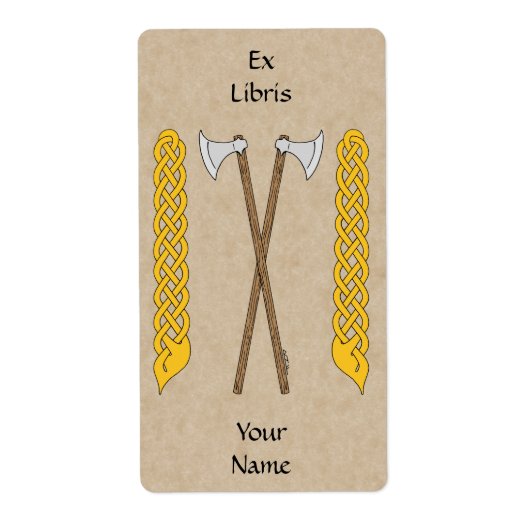 板状軸と交差する蔵書票 ラベル (正面)