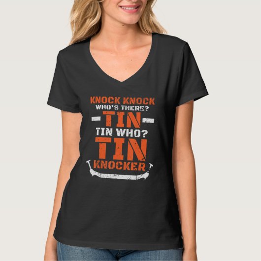 板金職人のジョーク錫ノッカー動揺して Tシャツ (正面)