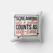 枕おもしろいの黒とピンクの引用文に叫ぶ クッション (正面)