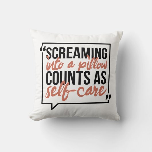 枕おもしろいの黒とピンクの引用文に叫ぶ クッション (正面)