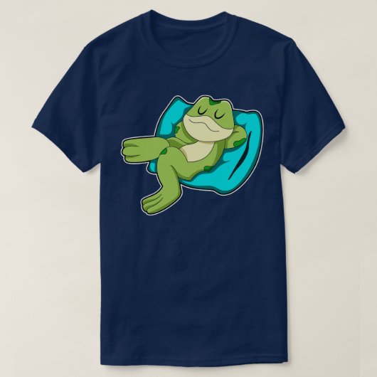 枕で寝るカエル Tシャツ (デザイン正面)
