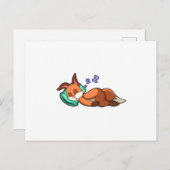 枕で寝るキツネ ポストカード (正面/裏面)