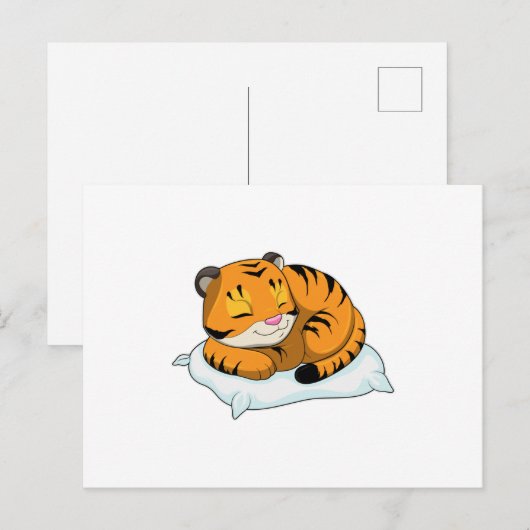 枕で寝る虎 ポストカード (正面/裏面)