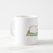 枕で眠るかわいいアヒル コーヒーマグカップ (正面左)