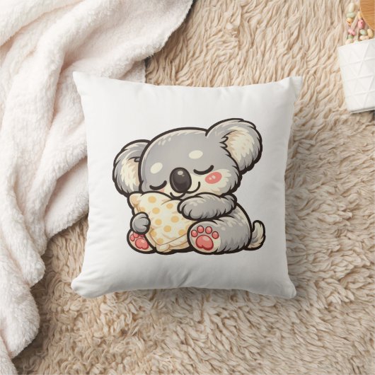 枕で眠るかわいいコアラ クッション (ブランケット)