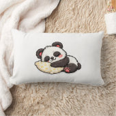枕で眠るかわいいパンダ ランバークッション (ブランケット)