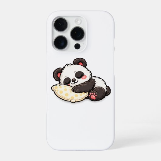 枕で眠るかわいいパンダ iPhoneケース (裏面)