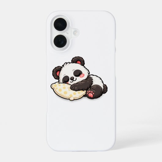 枕で眠るかわいいパンダ iPhone 16ケース (裏面)