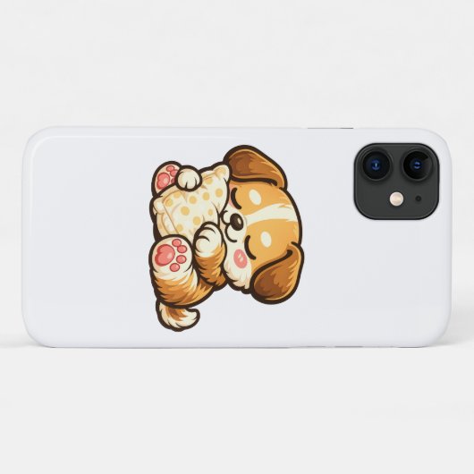 枕で眠るかわいい子犬 Case-Mate iPhoneケース (裏面(横))