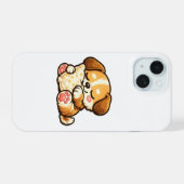枕で眠るかわいい子犬 iPhone 15ケース (裏面横)