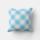 枕に水色の青と白のギンガム クッション (裏面)