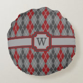 枕に灰アーガイルと残り ラウンドクッション (裏面)