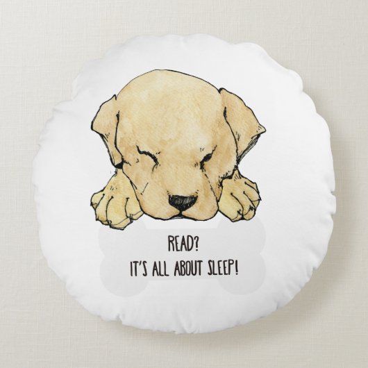 枕のあたりで読むべき子犬のラブラドール愛 ラウンドクッション (正面)