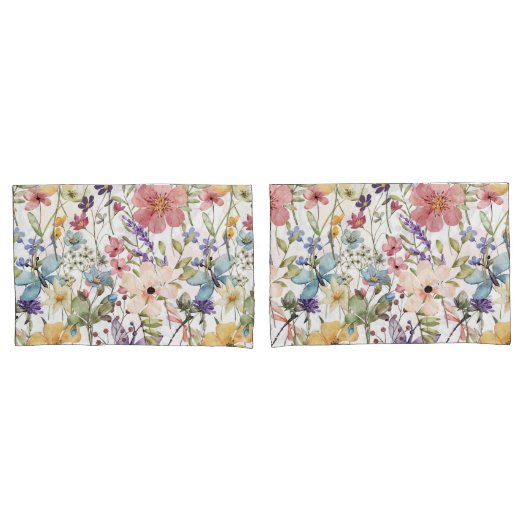 枕のための白ペアケースの花の楽園 枕カバー (フロントセット)
