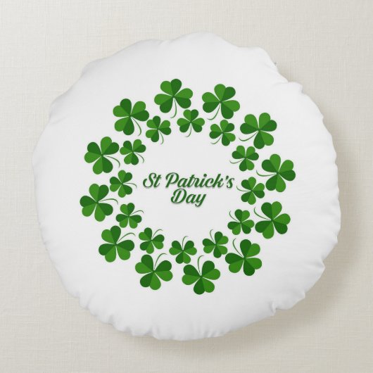 枕のまわりのシャムロックの輪 ラウンドクッション (裏面)