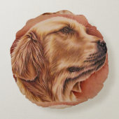 枕のゴールデン・リトリーバーのスケッチ ラウンドクッション (裏面)