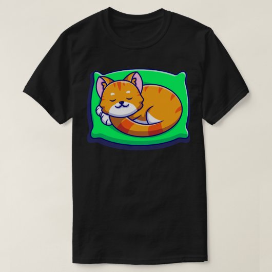 枕の上で寝るかわいい猫1 Tシャツ (デザイン正面)