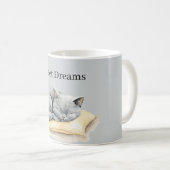 枕の上で眠るグレー猫 コーヒーマグカップ (正面右)