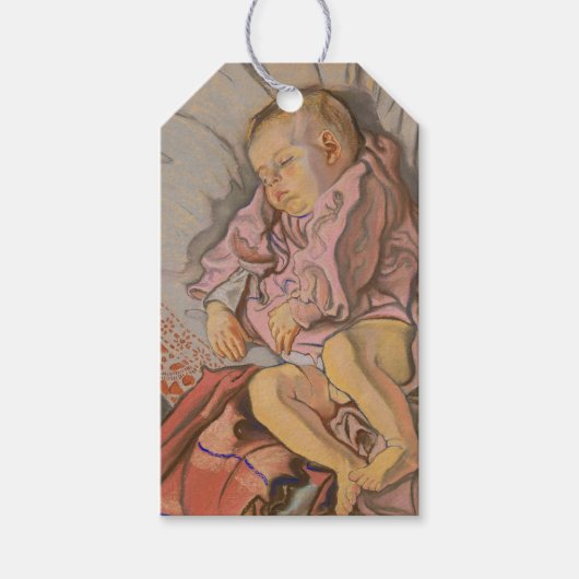 枕の上で眠る幼い子供 ギフトタグ (正面)