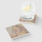 枕の上で眠る幼い子供 ストーンコースター (横)