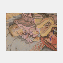 枕の上で眠る幼い子供 ドアマット