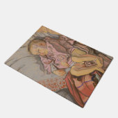 枕の上で眠る幼い子供 ドアマット (アングル)