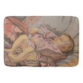 枕の上で眠る幼い子供 バスマット (正面)