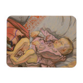 枕の上で眠る幼い子供 マグネット (横)