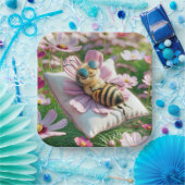 枕の上にミツバチが寝る ペーパープレート (パーティー)