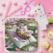 枕の上にミツバチが寝る ペーパープレート (パーティー)