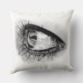 枕の上に完全なマスカラの美しい女性の目 クッション (裏面)