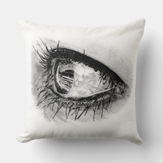 枕の上に完全なマスカラの美しい女性の目 クッション (正面)
