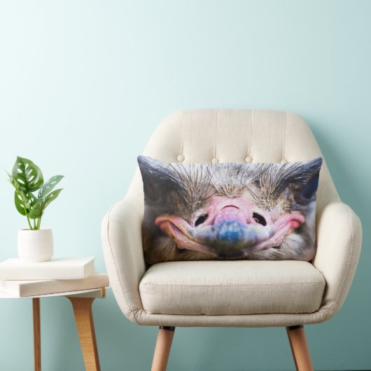 枕の上のおもしろいなだちょうの顔の終わり ランバークッション (椅子)