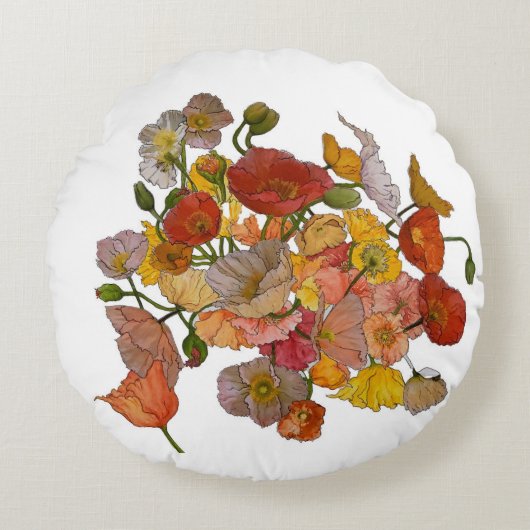 枕の周りのケシ ラウンドクッション (正面)