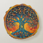 枕の周りの生命の木 ラウンドクッション (裏面)