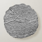 枕の周りの雪の枝 ラウンドクッション (裏面)