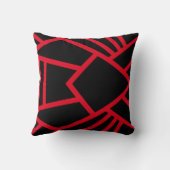 枕の黒と赤の抽象芸術の幾何スタイル クッション (裏面)