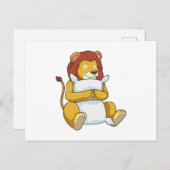 枕を使って寝ているライオン ポストカード (正面/裏面)