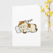 枕を使って寝る馬 カード (黄色い花)