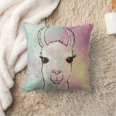 枕を絵を描くラマの混合メディア クッション (ブランケット)